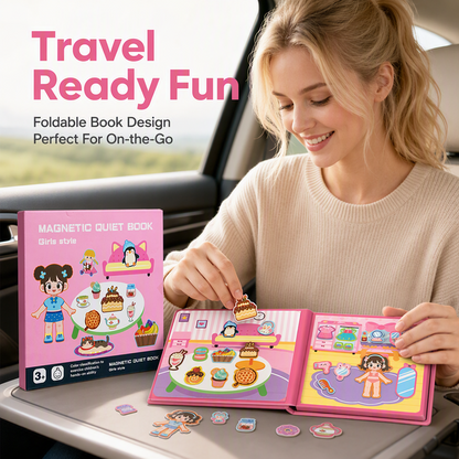 🧠 Magnetic Quiet Book for Boys Girls – Folding Interactive Puzzle Toy