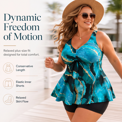 🎁New Arrivals 2026 – 50% Off💥Plus Size Swimsuit – Marble Print & Tummy Control Design