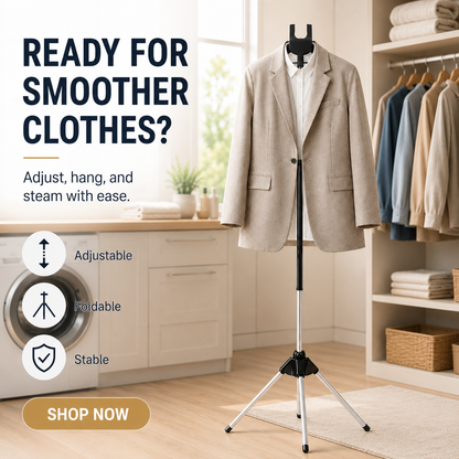 👔50% OFF NOW! Adjustable Garment Steamer Stand, Foldable Tripod Clothing Hanging Holder, Stable Height‑Adjustable Support for Home Steam Ironing & Garment Care