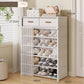 👟 Dustproof Shoe Rack: 360° Protection, Removable Shelves, Dual Drawers, Compact Vertical Design