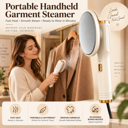 👔✨Hot Sale 50% OFF👔✨ Portable Handheld Garment Steamer.20s Heat-Up, Dry & Wet Modes, Leak-Proof 🌫️