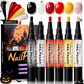 🎃 Halloween Nail Polish Pen Set: Quick-Dry, Odorless, Water-Based, 4 Festive Colors, Pen-Style