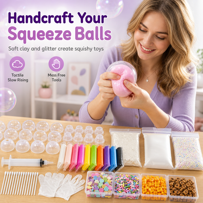 📢📢52% OFF !! ⏰💞50K+ SOLD! 🧪DIY Squeeze Ball Making Kit – mix colorful clay & sparkling fillers, leak-proof slow-rising fun. No-mess craft for kids! 🎨✅