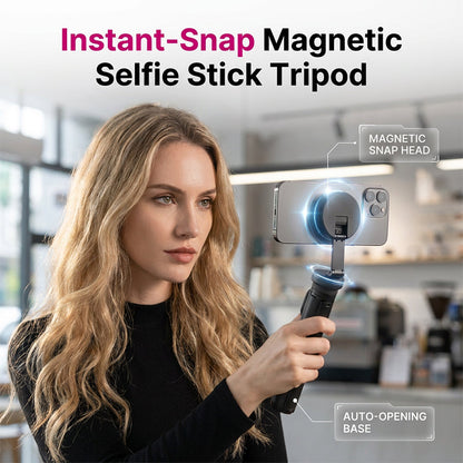 Magnetic Selfie Stick Tripod with Auto-Opening Base