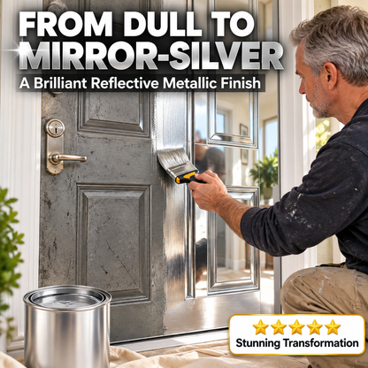 🥈50% OFF NOW! Water Based Metallic Silver Paint – Anti-Rust Outdoor Coating, Mirror Silver Finish for Metal Renovation, 100g