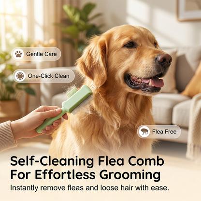 Self-Cleaning Pet Hair Removal Flea Comb